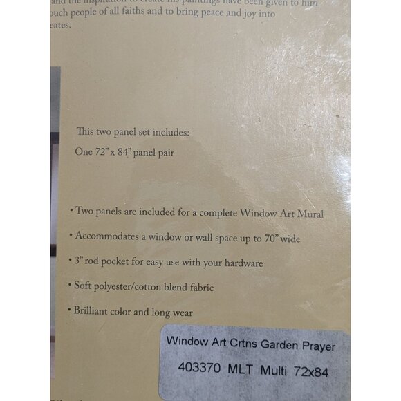 Thomas Kinkade The Garden of Prayer Window Art Curtain 72" X 84" Panel Pair New - Picture 4 of 5